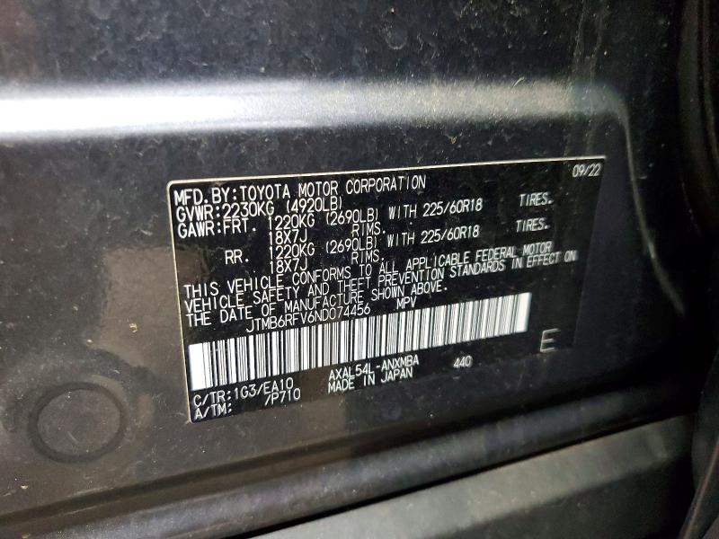 Aukcja sprzedaży 2020 Toyota Rav4, vin: JTMB6RFV6ND074456, numer aukcji: 61669406
