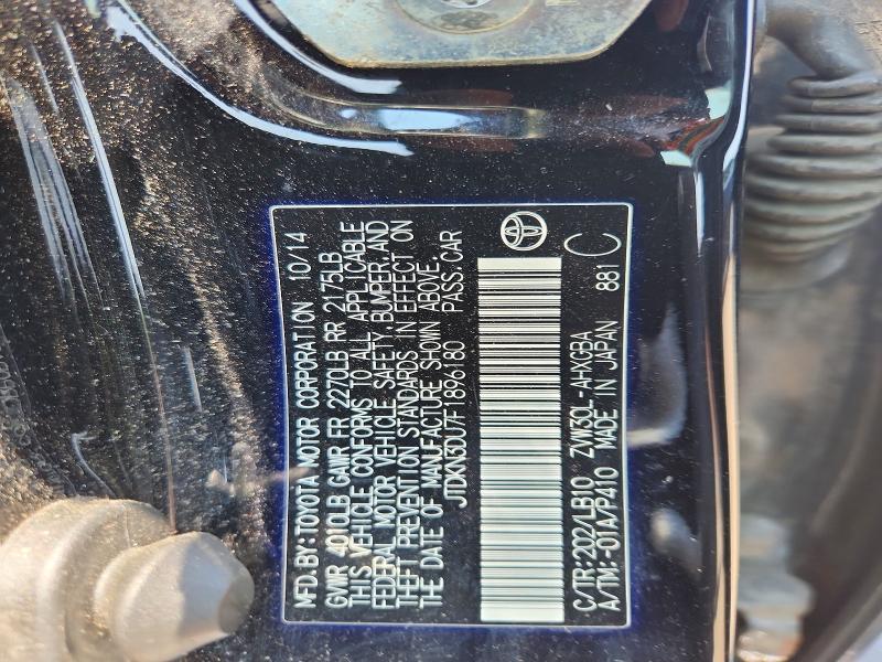 Auction sale of the 2015 Toyota Prius, vin: JTDKN3DU7F1896180, lot number: 62224126