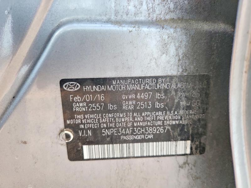 2016 Hyundai Sonata მანქანა იყიდება აუქციონზე, vin: 5NPE34AF3GH389267, აუქციონის ნომერი: 63054646