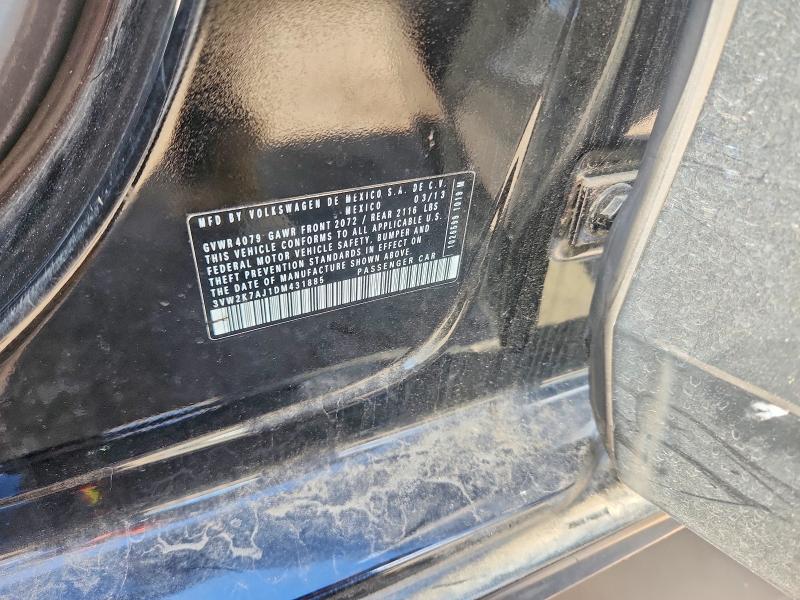 2013 Volkswagen Jetta მანქანა იყიდება აუქციონზე, vin: 3VW2K7AJ1DM431885, აუქციონის ნომერი: 60055356