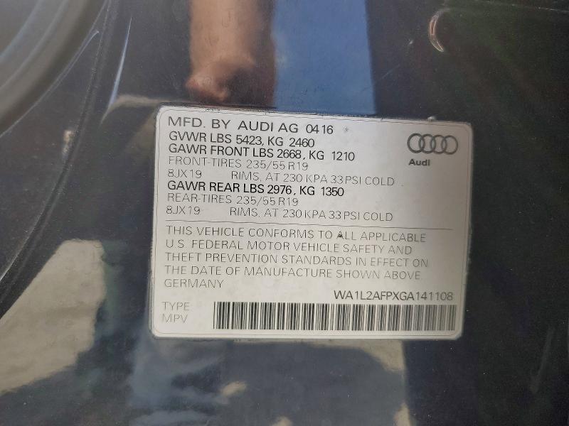 60308276 :رقم المزاد ، WA1L2AFPXGA141108 vin ، 2016 Audi Q5 مزاد بيع