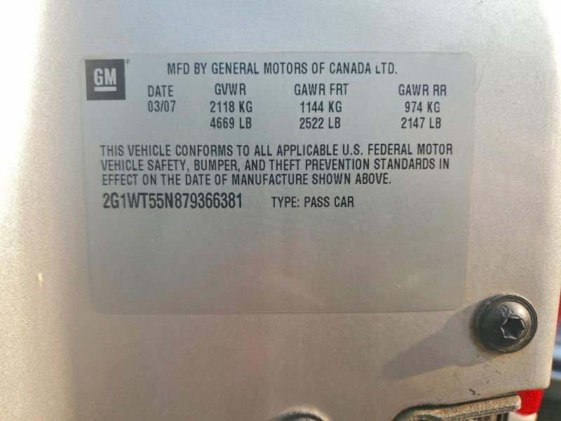 60628696 :رقم المزاد ، 2G1WT55N879366381 vin ، 2007 Chevrolet Impala مزاد بيع