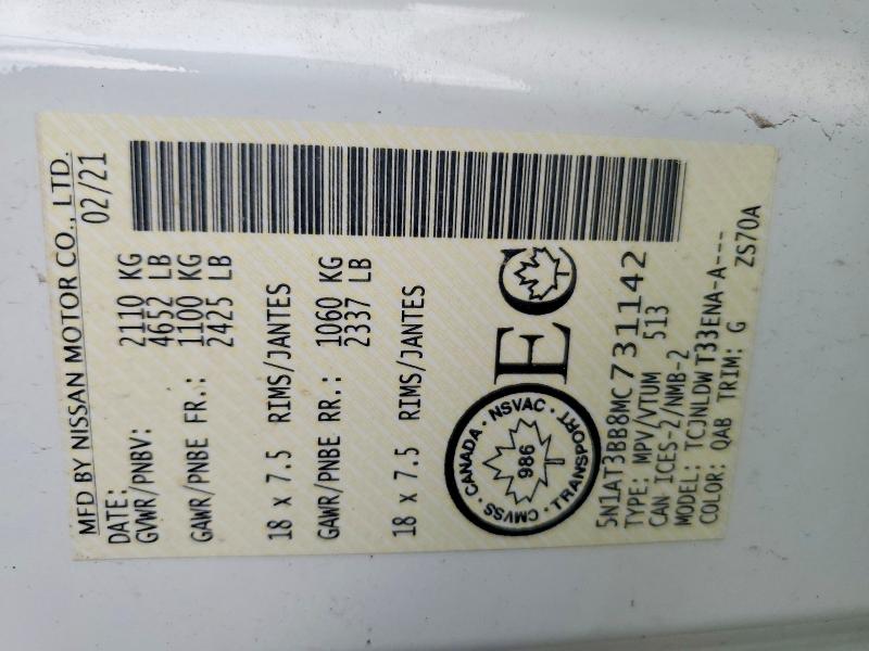 Продажа на аукционе авто 2021 Nissan Rogue, vin: 5N1AT3BB8MC731142, номер лота: 62252186