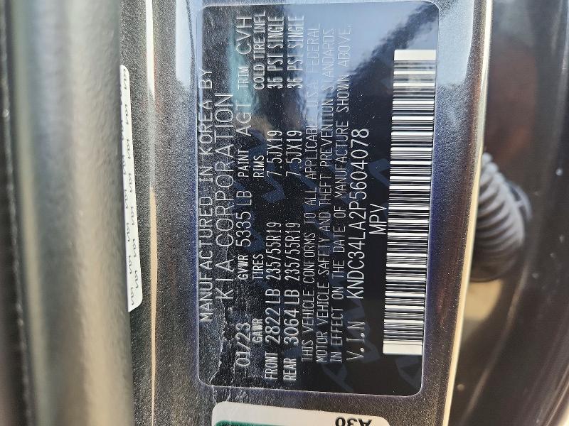 61638096 :رقم المزاد ، KNDC34LA2P5604078 vin ، 2023 Kia Ev6 مزاد بيع