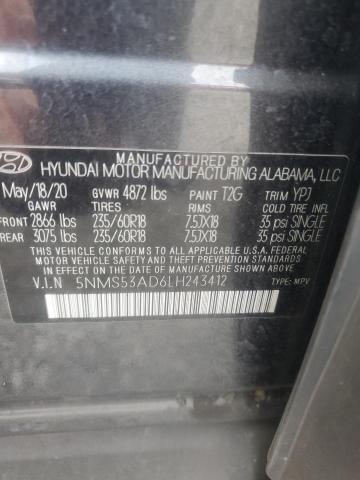 Продажа на аукционе авто 2020 Hyundai Santa Fe, vin: 5NMS53AD6LH243412, номер лота: 60294776