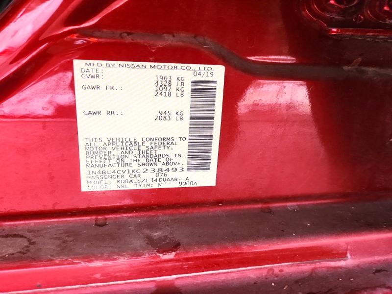 61555586 :رقم المزاد ، 1N4BL4CV1KC238493 vin ، 2019 Nissan Altima مزاد بيع