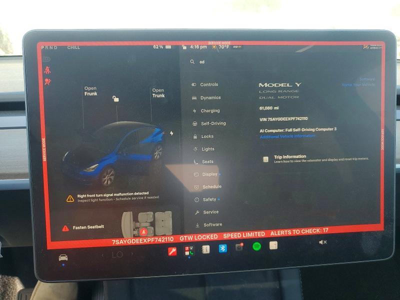 Продажа на аукционе авто 2023 Tesla Model Y, vin: 7SAYGDEEXPF742110, номер лота: 59401436