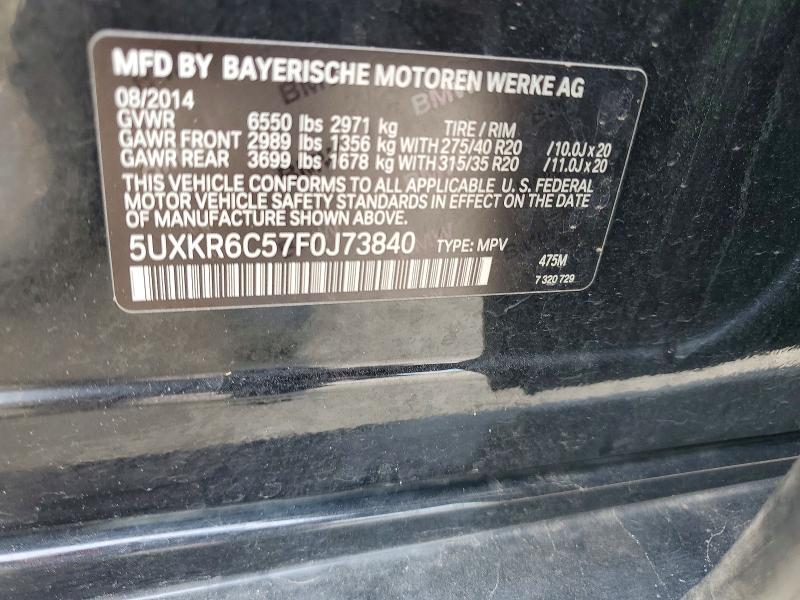 61735836 :رقم المزاد ، 5UXKR6C57F0J73840 vin ، 2015 Bmw X5 مزاد بيع