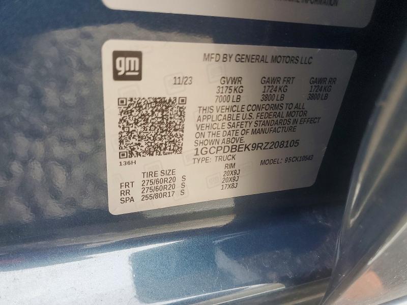 Aukcja sprzedaży 2024 Chevrolet Silverado, vin: 1GCPDBEK9RZ208105, numer aukcji: 62504756