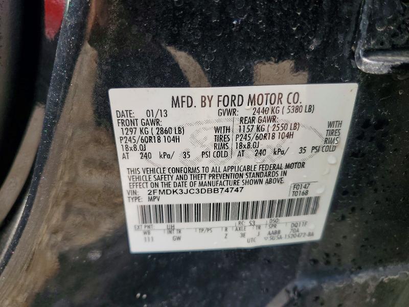 Aukcja sprzedaży 2013 Ford Edge, vin: 2FMDK3JC3DBB74747, numer aukcji: 60474016