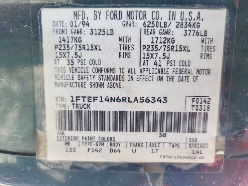 Продаж на аукціоні авто 1994 Ford F-150, vin: 1FTEF14N6RLA56343, номер лоту: 60677686