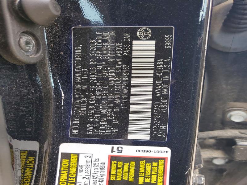 62685556 :رقم المزاد ، 4T1C11AK7RU879157 vin ، 2024 Toyota Camry مزاد بيع