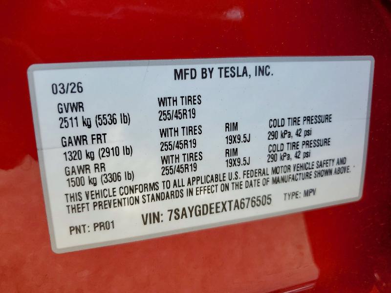 Aukcja sprzedaży 2026 Tesla Model Y, vin: 7SAYGDEEXTA676505, numer aukcji: 62973966