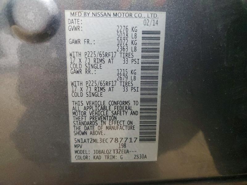 Aukcja sprzedaży 2014 Nissan Rogue, vin: 5N1AT2ML3EC787717, numer aukcji: 61574476