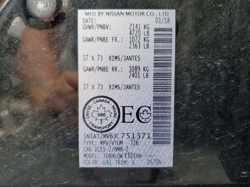 Aukcja sprzedaży 2018 Nissan Rogue, vin: 5N1AT2MV6JC751371, numer aukcji: 62448636