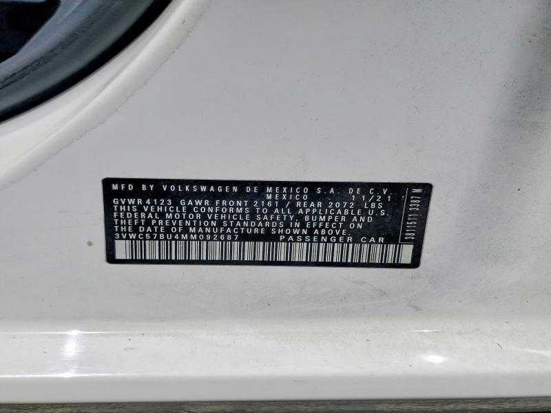 Продаж на аукціоні авто 2021 Volkswagen Jetta, vin: 3VWC57BU4MM092687, номер лоту: 63058696
