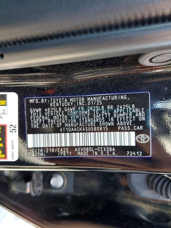 Продаж на аукціоні авто 2025 Toyota Camry, vin: 4T1DAACK4SU580815, номер лоту: 62273376