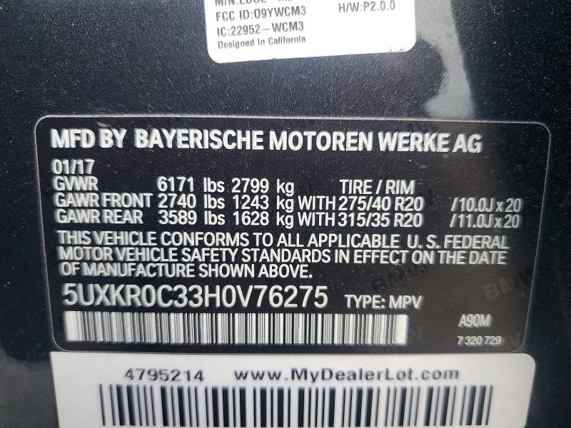 Auction sale of the 2017 Bmw X5, vin: 5UXKR0C33H0V76275, lot number: 60871686