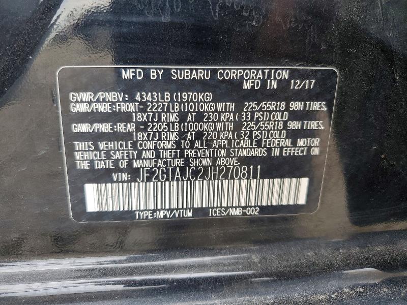2018 Subaru Crosstrek მანქანა იყიდება აუქციონზე, vin: JF2GTAJC2JH270811, აუქციონის ნომერი: 61636266
