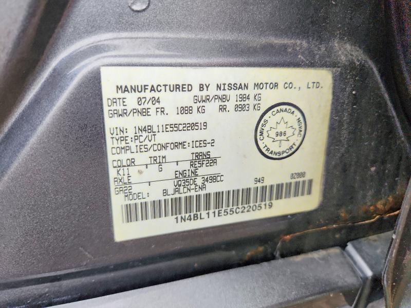 Продажа на аукционе авто 2005 Nissan Altima, vin: 1N4BL11E55C220519, номер лота: 61610496