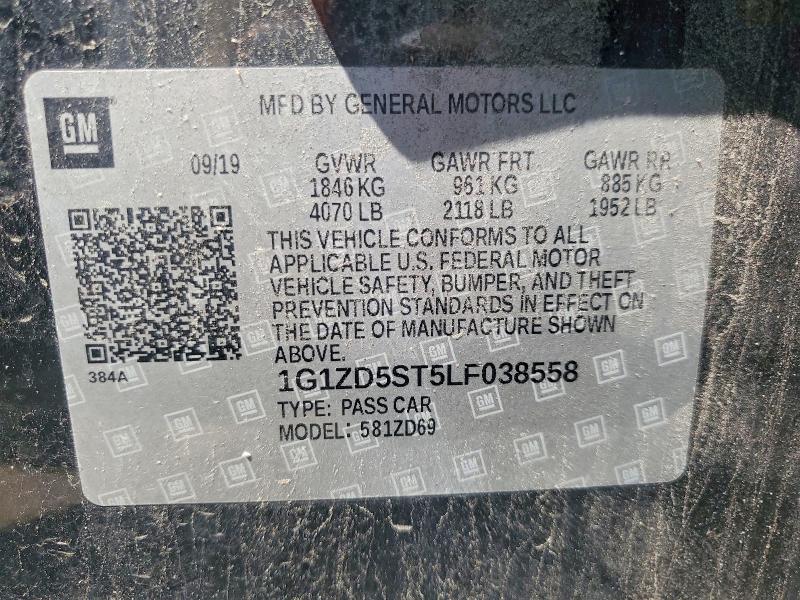 2020 Chevrolet Malibu მანქანა იყიდება აუქციონზე, vin: 1G1ZD5ST5LF038558, აუქციონის ნომერი: 61550706