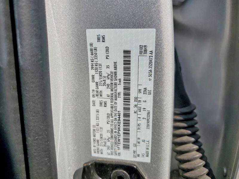 2019 Ford F150 მანქანა იყიდება აუქციონზე, vin: 1FTEW1EP9KKE94401, აუქციონის ნომერი: 62310216