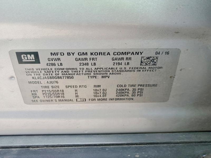 Aukcja sprzedaży 2016 Buick Encore, vin: KL4CJASB0GB677850, numer aukcji: 61941876