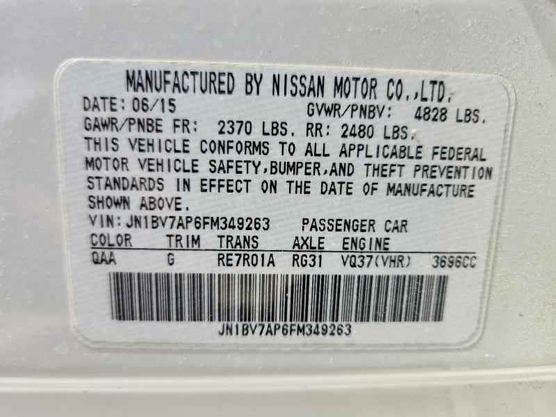 Aukcja sprzedaży 2015 Infiniti Q50, vin: JN1BV7AP6FM349263, numer aukcji: 60185216