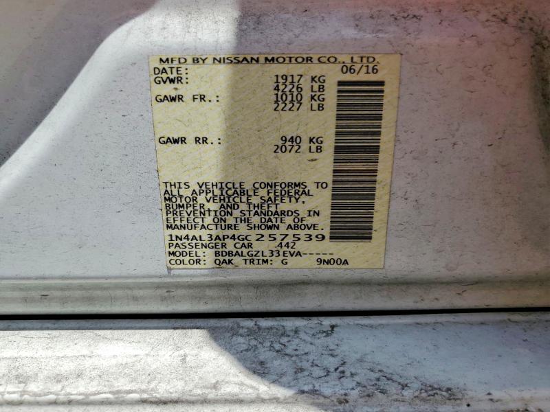 59715286 :رقم المزاد ، 1N4AL3AP4GC257539 vin ، 2016 Nissan Altima مزاد بيع