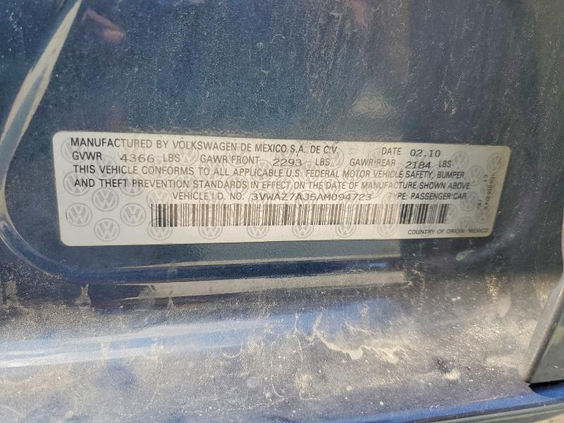 Aukcja sprzedaży 2010 Volkswagen Jetta, vin: 3VWAZ7AJ5AM094723, numer aukcji: 60023646
