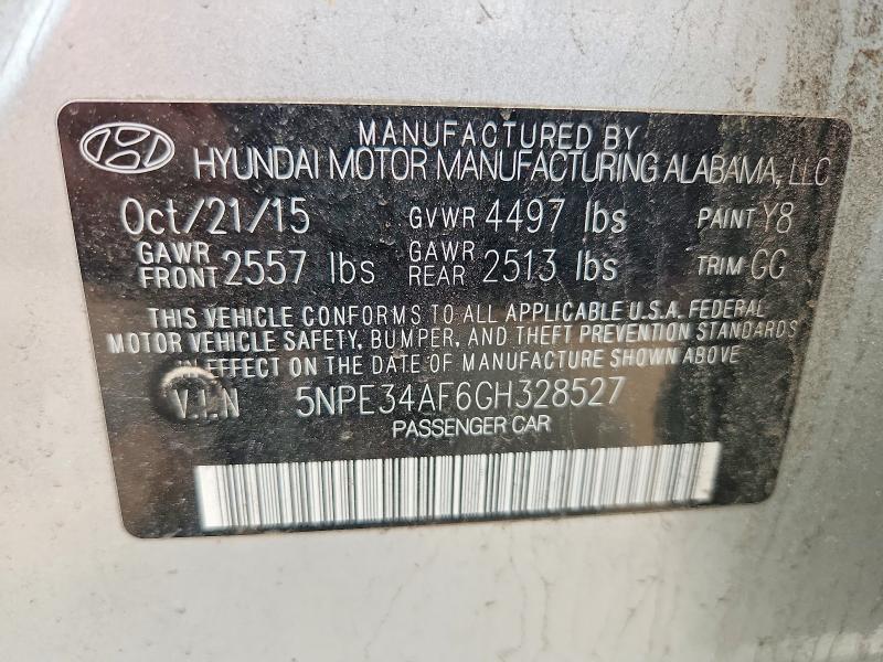 Aukcja sprzedaży 2016 Hyundai Sonata, vin: 5NPE34AF6GH328527, numer aukcji: 60965376