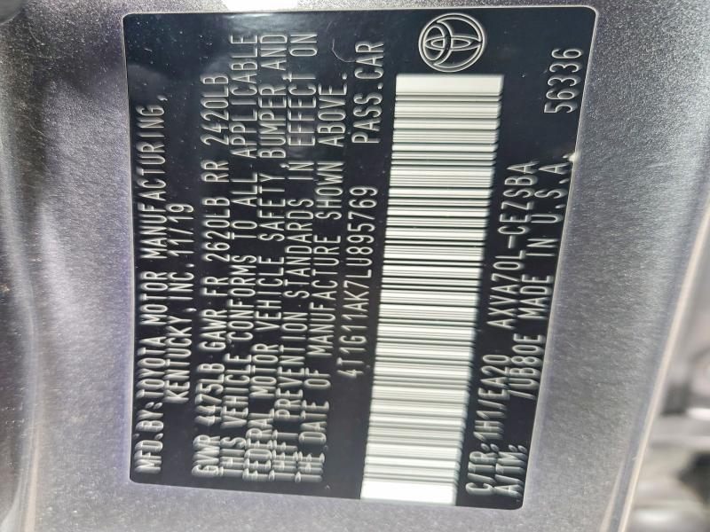 Aukcja sprzedaży 2020 Toyota Camry, vin: 4T1G11AK7LU895769, numer aukcji: 61416326