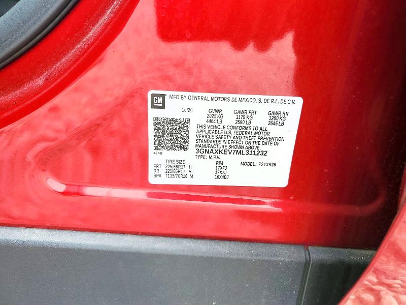 Aukcja sprzedaży 2021 Chevrolet Equinox, vin: 3GNAXKEV7ML311232, numer aukcji: 61288426