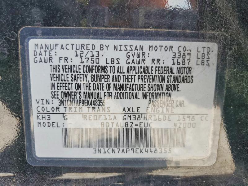 Aukcja sprzedaży 2014 Nissan Versa, vin: 3N1CN7AP9EK448355, numer aukcji: 60765116