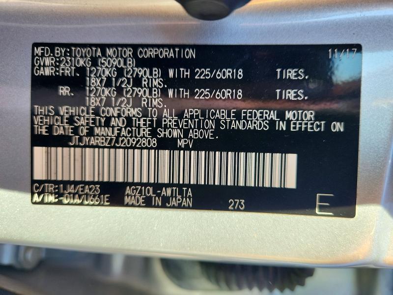 Aukcja sprzedaży 2018 Lexus Nx 300, vin: JTJYARBZ7J2092808, numer aukcji: 60817736