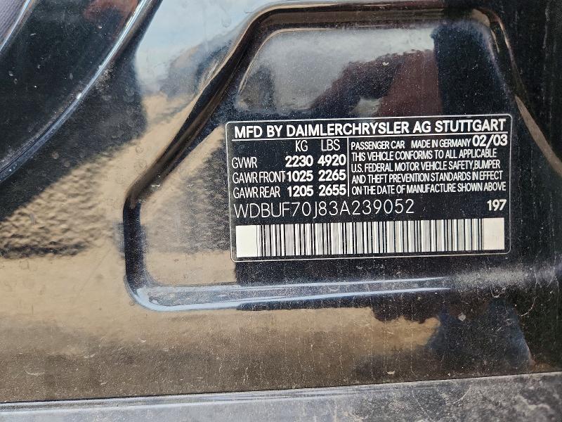 59860456 :رقم المزاد ، WDBUF70J83A239052 vin ، 2003 Mercedes-benz E مزاد بيع