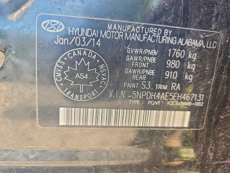Aukcja sprzedaży 2014 Hyundai Elantra, vin: 5NPDH4AE5EH467131, numer aukcji: 60140446
