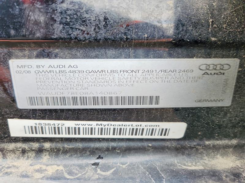 Продажа на аукционе авто 2008 Audi A4, vin: WAUDF78E08A140867, номер лота: 57920196