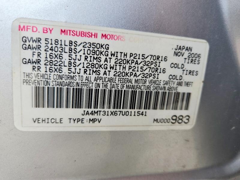 Aukcja sprzedaży 2007 Mitsubishi Outlander, vin: JA4MT31X67U011541, numer aukcji: 60682526