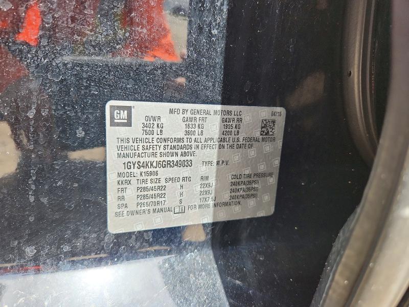 Aukcja sprzedaży 2016 Cadillac Escalade, vin: 1GYS4KKJ6GR349033, numer aukcji: 61290776