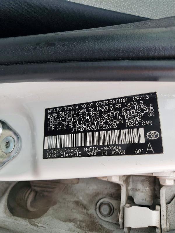 60492506 :رقم المزاد ، JTDKDTB37D1552326 vin ، 2013 Toyota Prius C مزاد بيع