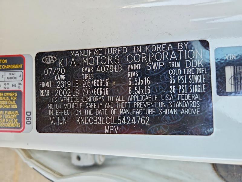 59678556 :رقم المزاد ، KNDCB3LC1L5424762 vin ، 2020 Kia Niro مزاد بيع