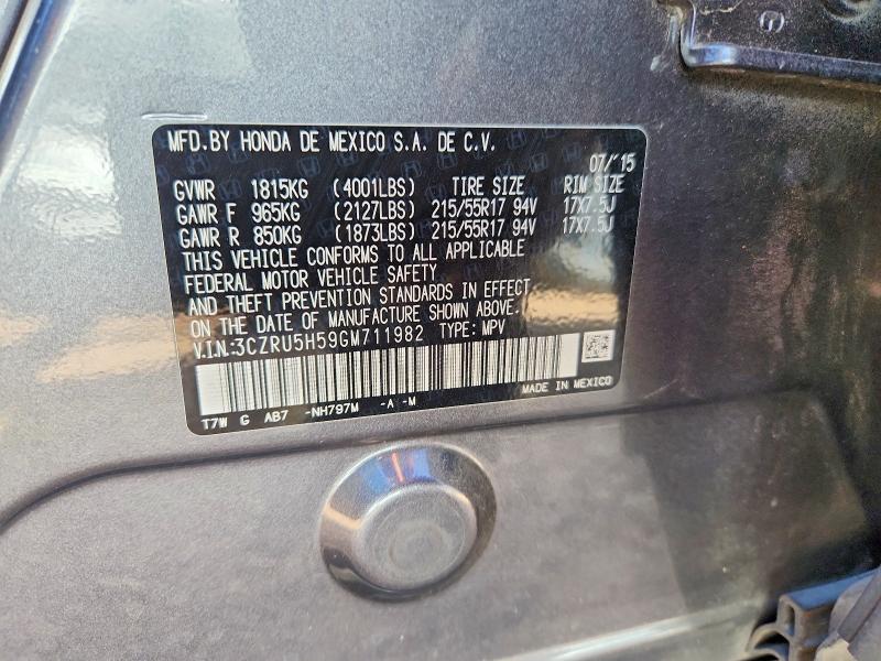 Aukcja sprzedaży 2016 Honda Hr-v, vin: 3CZRU5H59GM711982, numer aukcji: 59390476