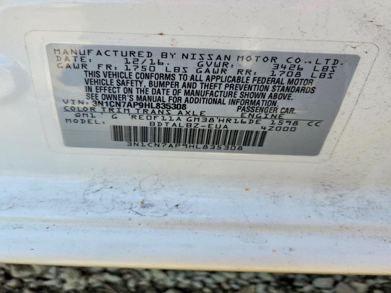 Aukcja sprzedaży 2017 Nissan Versa, vin: 3N1CN7AP9HL835308, numer aukcji: 60263416