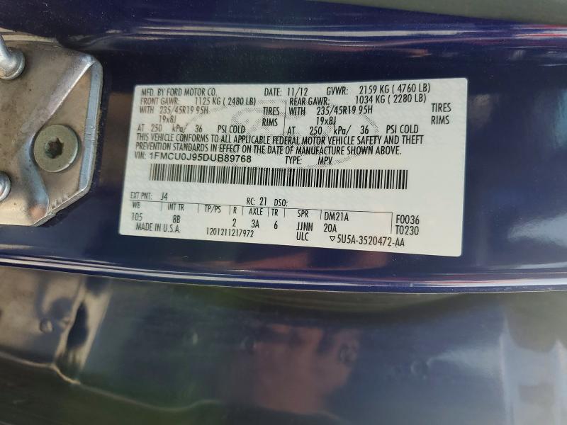 2013 Ford Escape მანქანა იყიდება აუქციონზე, vin: 1FMCU0J95DUB89768, აუქციონის ნომერი: 62535466