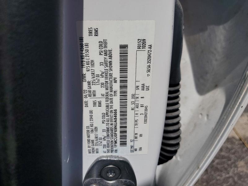 Aukcja sprzedaży 2022 Ford Escape, vin: 1FMCU0F69NUA84666, numer aukcji: 61300736