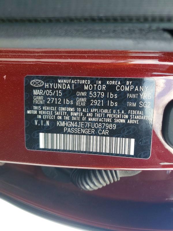 Продажа на аукционе авто 2015 Hyundai Genesis, vin: KMHGN4JE7FU087989, номер лота: 60974946