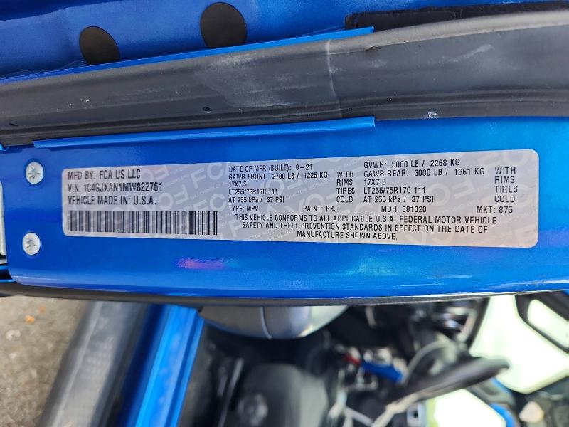 Продаж на аукціоні авто 2021 Jeep Wrangler, vin: 1C4GJXAN1MW822761, номер лоту: 61496896