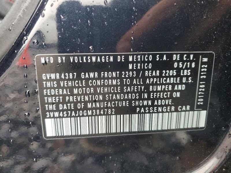 Продажа на аукционе авто 2016 Volkswagen Jetta, vin: 3VW4S7AJ0GM384782, номер лота: 62807526