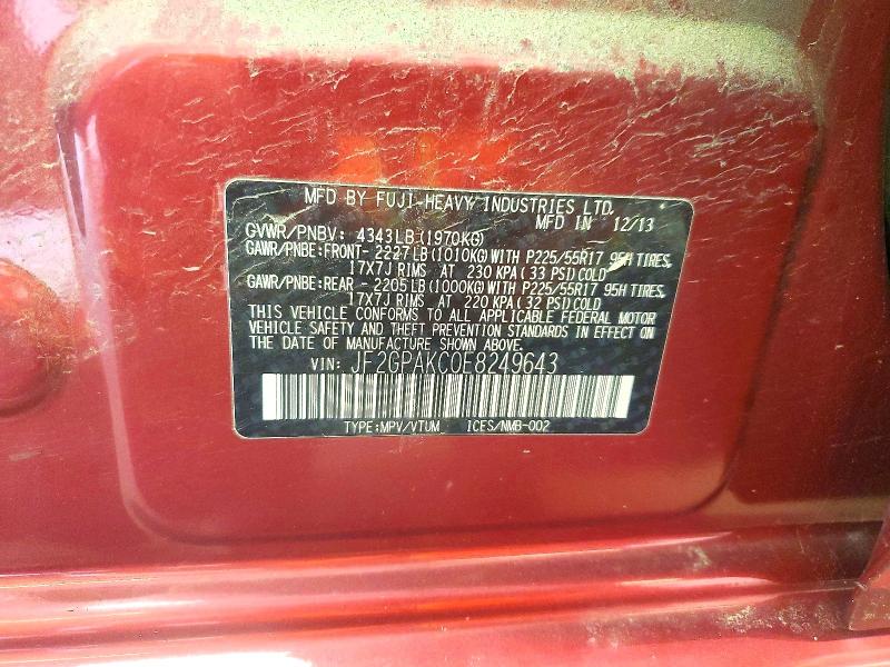 Продажа на аукционе авто 2014 Subaru Xv Crosstrek, vin: JF2GPAKC0E8249643, номер лота: 62995546